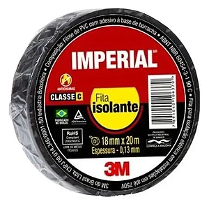 Fita Isolante Imperial 3m 18mm X 20 Metros Preta