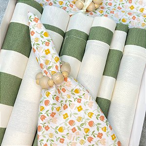 KIT JOGO AMERICANO VERDE COMPLETO 6 PESSOAS MESA POSTA