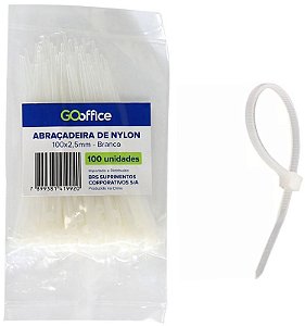 Abracadeira nylon 100x2,5mm br pct/100 go office - lacre