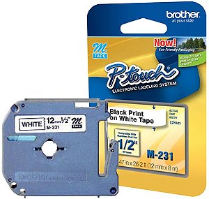 FITA ROTULADOR BROTHER M231/MK231 12MMX8MT BR/PT ORIGINAL