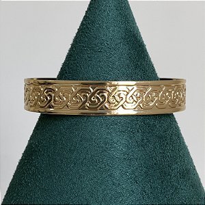 Pulseira bracelete liso desenhos 18cm de diâmetro com banho de ouro 18k