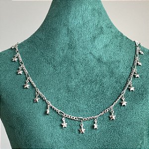 Colar com Estrelinhas do Mar com Banho de Ródio Branco