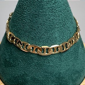 Pulseira estilo vintage de elos lisos 19cm de comprimento com banho de ouro 18k