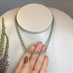 Colar Elos Portugueses Esmaltados (Verde Musgo) com Banho de Ouro 18k