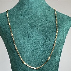Colar piastrine com bolinhas lisas com banho de ouro 18k