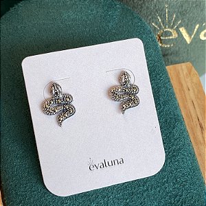 Brinco de cobra serpente cravejada com marcassitas em prata 925