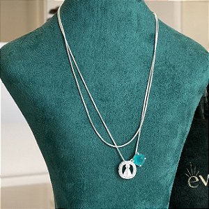 Colar escapulário "Nossa Senhora Aparecida" e zircônia fusion turmalina em PRATA 925