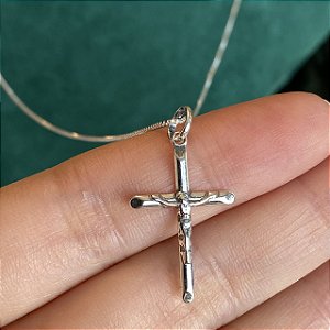 Colar com pingente "Jesus" crucifixo em PRATA 925