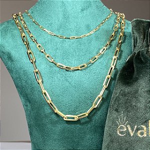 Colar elos lisos 2mm (P), 4mm (M) ou 5mm (G) de espessura com Banho de Ouro 18k