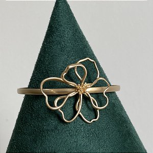 Pulseira bracelete acetinado com detalhe flor com banho de ouro 18k ou ródio branco