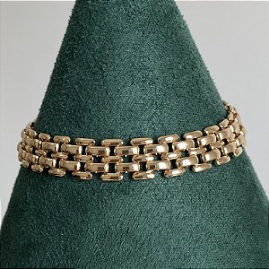 Pulseira lisa estilo relógio com banho de ouro 18k