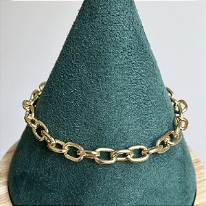 Pulseira elos lisos 20cm com banho de ouro 18k