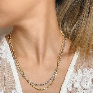 Colar Cordão Baiano 45cm de Comprimento e 3mm de Espessura com Banho de Ouro 18k ou Ródio Branco