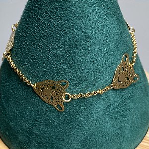 Pulseira bracelete 4 onças lisas 18cm de comprimento com banho de ouro 18k