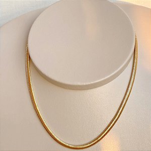 Colar de Malha de Espessura 3mm com Banho de Ouro 18k ou Ródio Branco