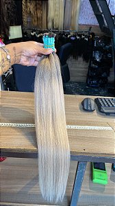Cabelo Loiro Vietnamita Platinado Raiz Esfumada - Liso - 100g