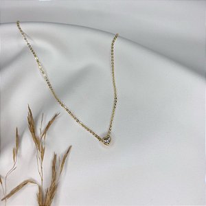 Colar Folheado Ponto de Luz Coração