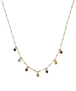 Choker Bolinha e Pedrinhas Coloridas