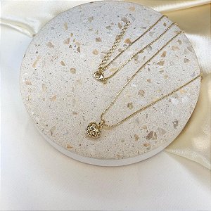 Colar Folheado Coração Pequeno com Pedras