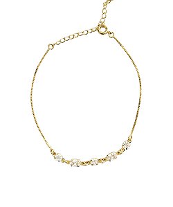 Pulseira Folheada Zircônias Redonda e Oval