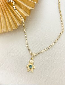 Colar Riviera Folheado com Pingente Menino/Menina