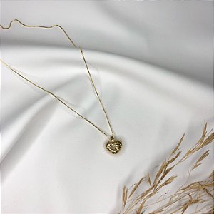 Colar Folheado Coração Vazado com Zircônia