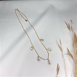 Colar Folheado com Gotas de Zircônia