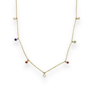 Choker Folheado com Zircônias Coloridas