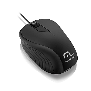 Mouse com fio preto MO222 emborrachado - Multilaser