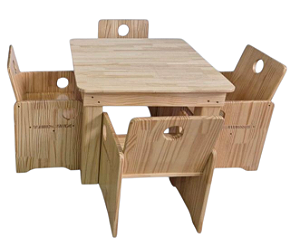 Mesa com 4 cadeiras Pinus Fashion Toys