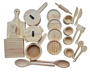 Kit Cozinha Heurístico de Madeira com 22 peças