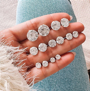 Brinco Solitário Zirconia Prata 925