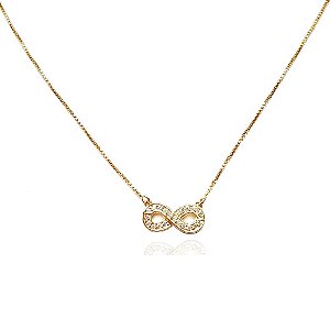 Colar Infinito Com Micro Zircônias Folheado A Ouro