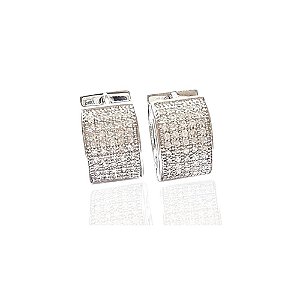 Brinco Argola Cinco Fileiras Zircônias Folheado Ródio Branco