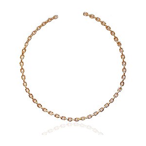 Coleira Choker Regulável Aro em Elos Pequenos Folheado a Ouro