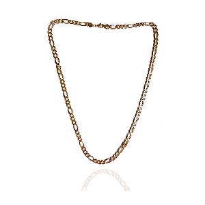 Cordão Corrente Elo Fígaro Banhado a ouro 60 cm