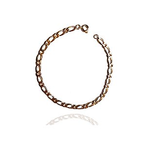 Pulseira Corrente Elo Fígaro Banhado a ouro 3mm