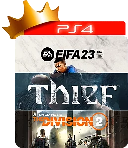 Fifa 23 + Thief + The Division 2 para ps4 em mídia digital