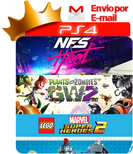 Lego Marvel Super Heroes 2 + Plants Vs Zombies 2 + Need For Speed Heat para ps4 em mídia digital