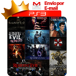 Combo Resident Evil 1, 2 e 3 classicos, 4, 5 e 6, Code Verônica X, the Umbrella Chronicles, the Darksiders Chronicles e Operation Raccoon City para PS3 em Mídia Digital