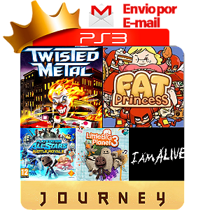 Combo Twisted Metal + Fat Princess + Journey + Playstation All Star + Little Big Planet 3 + I am Alive para PS3 em Mídia Digital