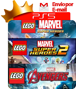 Lego Marvel Super Heroes 1 e 2 + Vingadores para PS5 em Mídia Digital