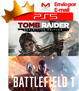 Tomb Raider 2013 Definitive Edition + Battlefield 1 para PS5 em mídia digital