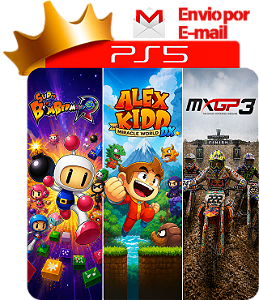 Super Bomberman R + Alex Kidd Miracle World Dx + Mxgp 3 para PS5 em mídia digital