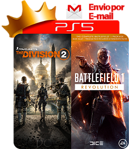 The Division 2 + Battlefield 1 Revolution para ps5 em mídia digital