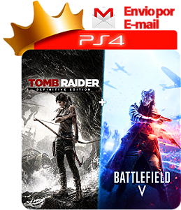 Tomb Raider 2013 Definitive Edition + Battlefield 5 para ps4 em mídia digital