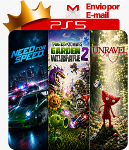 Need For Speed + Plants Vs Zombies 2 + Unravel para PS5 em mídia digital