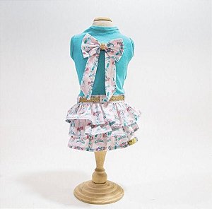 VESTIDO FITA SAIA FLORAL