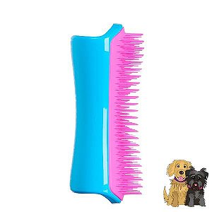 ESCOVA PET RASQUEADEIRA TEEZER AZUL COM ROSA