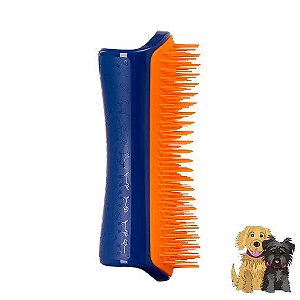 ESCOVA DESEMBARAÇADORA PET TEEZER LARANJA E AZUL